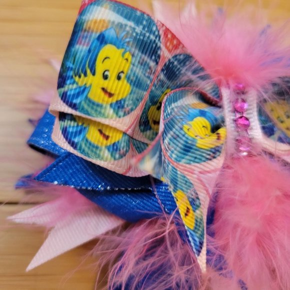 Little Mermaid Flounder ribbon bow - Picture 2 of 7